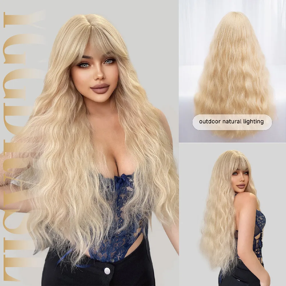 32Inch Exotic Style Blonde Synthetic Wigs With Bangs Long Natural Curly Hair Wig For Women Daily Use Cosplay Heat Resistant
32Inch Exotic Style Blonde Synthetic Wigs With Bangs Long Natural Curly Hair Wig For Women Daily Use Cosplay Heat Resistant