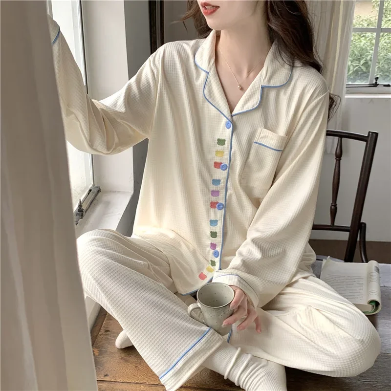 Pajama Pants Set Women's Clothing Homewear Spring Autumn Thin Cardigan Comfortable Simple Wearable Versatile Elegant Loose Fit
Pajama Pants Set Women's Clothing Homewear Spring Autumn Thin Cardigan Comfortable Simple Wearable Versatile Elegant Loose Fit