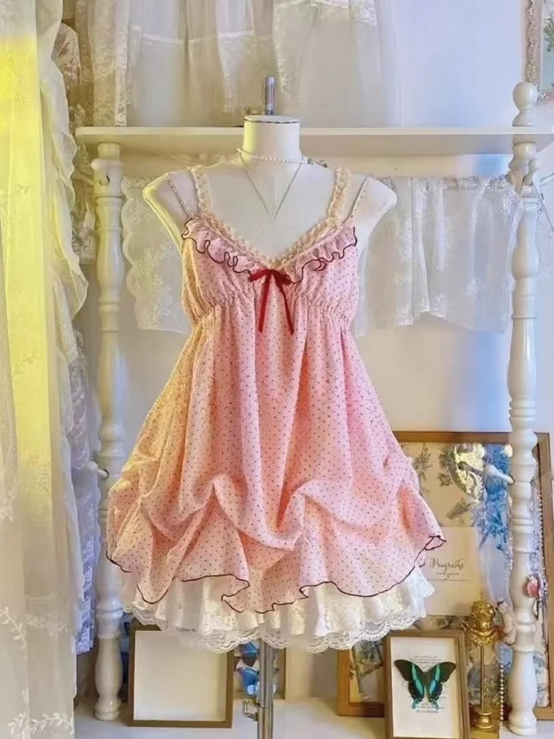 New Girly Sweet Kawaii Women's Vintage Japanese Bow Dress for Summer Y2K Beach Party Floral Print Casual Light 2025 Clothing
New Girly Sweet Kawaii Women's Vintage Japanese Bow Dress for Summer Y2K Beach Party Floral Print Casual Light 2025 Clothing