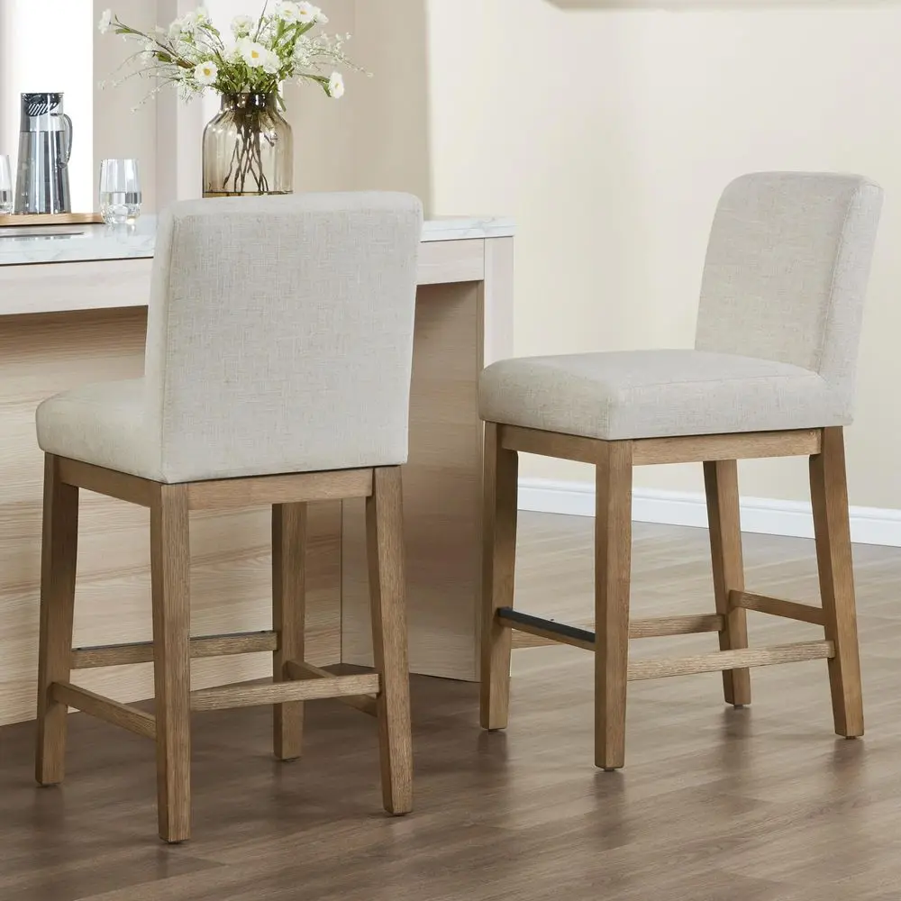 Upholstered Counter Height Stools Set of 2, Bar Stools with Backrest, Solid Wood Frame, 26 inch Fabric Counter Height Chairs fo
Upholstered Counter Height Stools Set of 2, Bar Stools with Backrest, Solid Wood Frame, 26 inch Fabric Counter Height Chairs fo