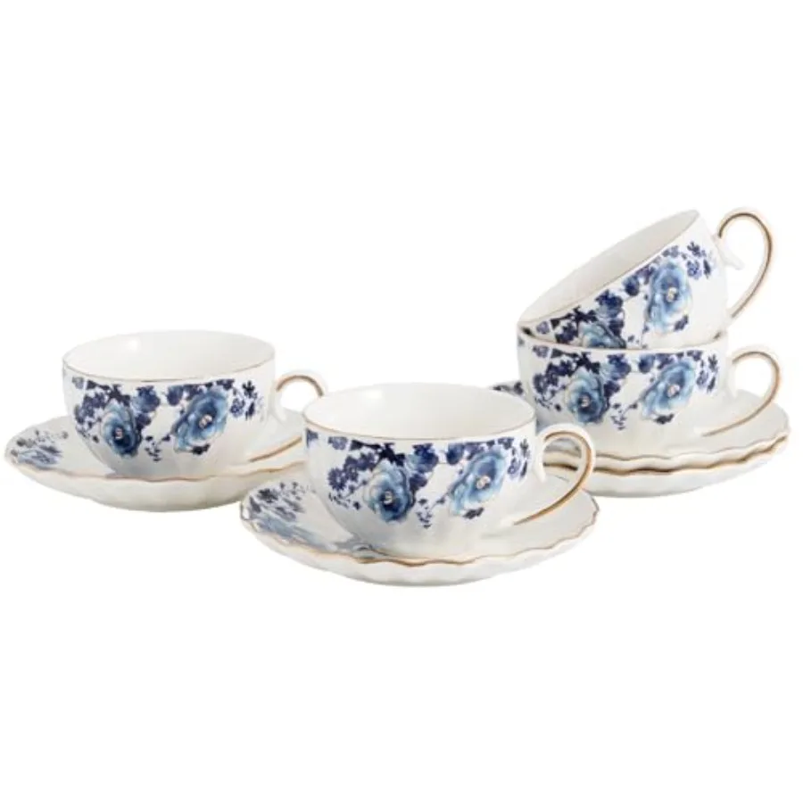 ceramic tea cup and saucer set of 4floral teacup sets for Coffee Latte Cafe Mocha and Tea Dark blue flowers
ceramic tea cup and saucer set of 4floral teacup sets for Coffee Latte Cafe Mocha and Tea Dark blue flowers