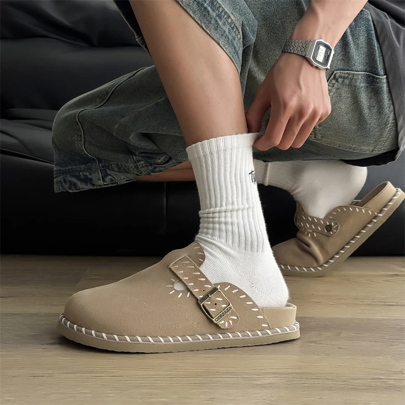 Hight Quality Summer New British Street Style Outdoor Dress Mules For Women's Men's Hombre Khaki Suede Leather Flat Casual Shoes
Hight Quality Summer New British Street Style Outdoor Dress Mules For Women's Men's Hombre Khaki Suede Leather Flat Casual Shoes