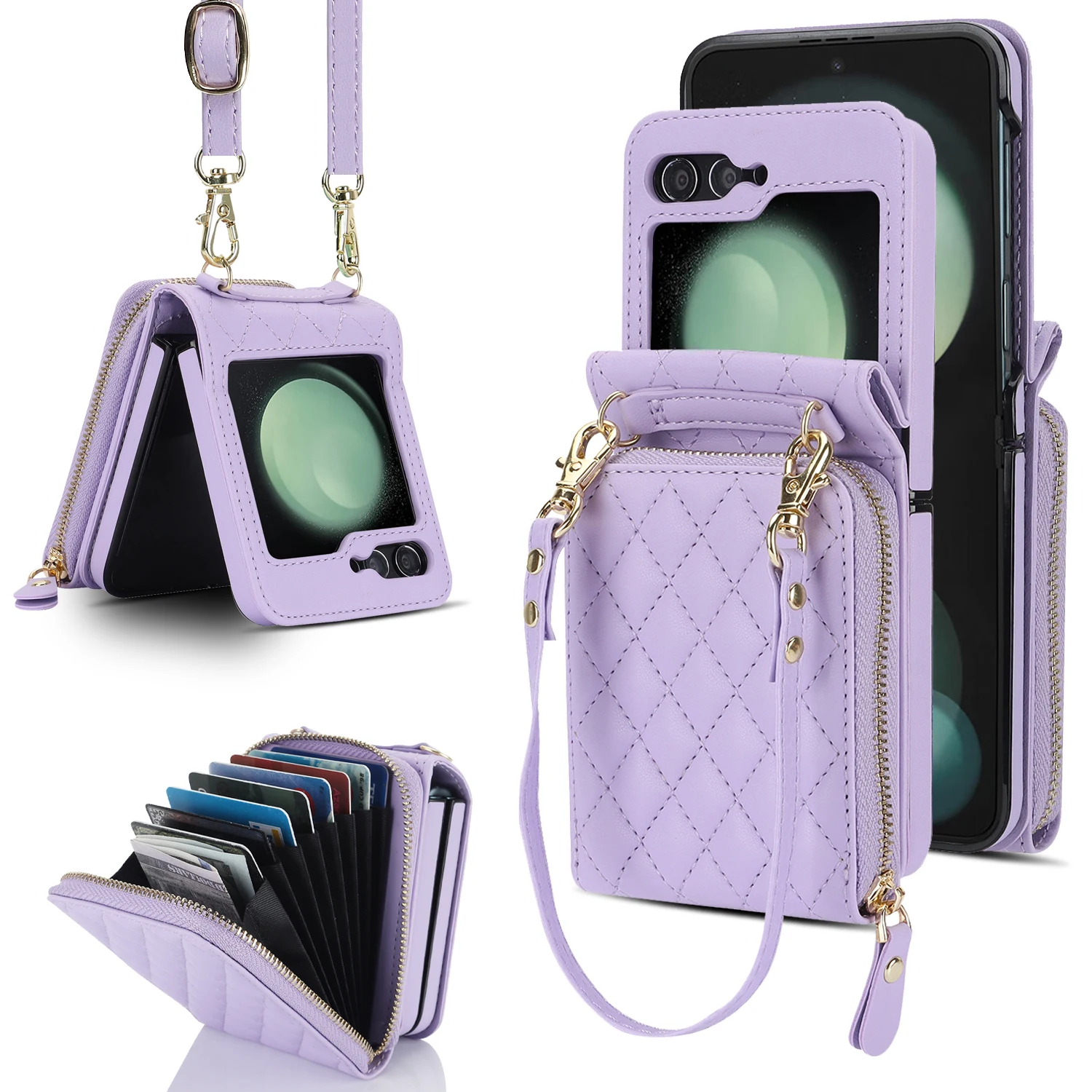 For Samsung Galaxy Z Flip 5 4 3 5G Case Crossbody Lanyard Leather Zipper Wallet Cards Slot Strap Holder Folding Shockproof Cover
For Samsung Galaxy Z Flip 5 4 3 5G Case Crossbody Lanyard Leather Zipper Wallet Cards Slot Strap Holder Folding Shockproof Cover