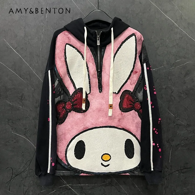 Autumn Winter Heavy Industry New Sequin Print Cartoon Rabbit Ripped Hooded Sweatshirt For Women Loose Casual Sweet Style Hoodies
Autumn Winter Heavy Industry New Sequin Print Cartoon Rabbit Ripped Hooded Sweatshirt For Women Loose Casual Sweet Style Hoodies