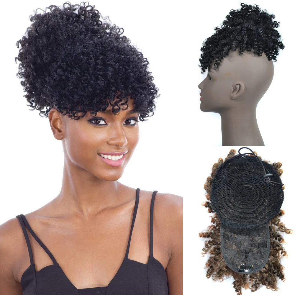 Synthetic Fluffy Afro Drawstring Ponytail with Bangs Short Hair Extension Kinky Curly Updo Hairpieces Ponytail for Black Women
Synthetic Fluffy Afro Drawstring Ponytail with Bangs Short Hair Extension Kinky Curly Updo Hairpieces Ponytail for Black Women