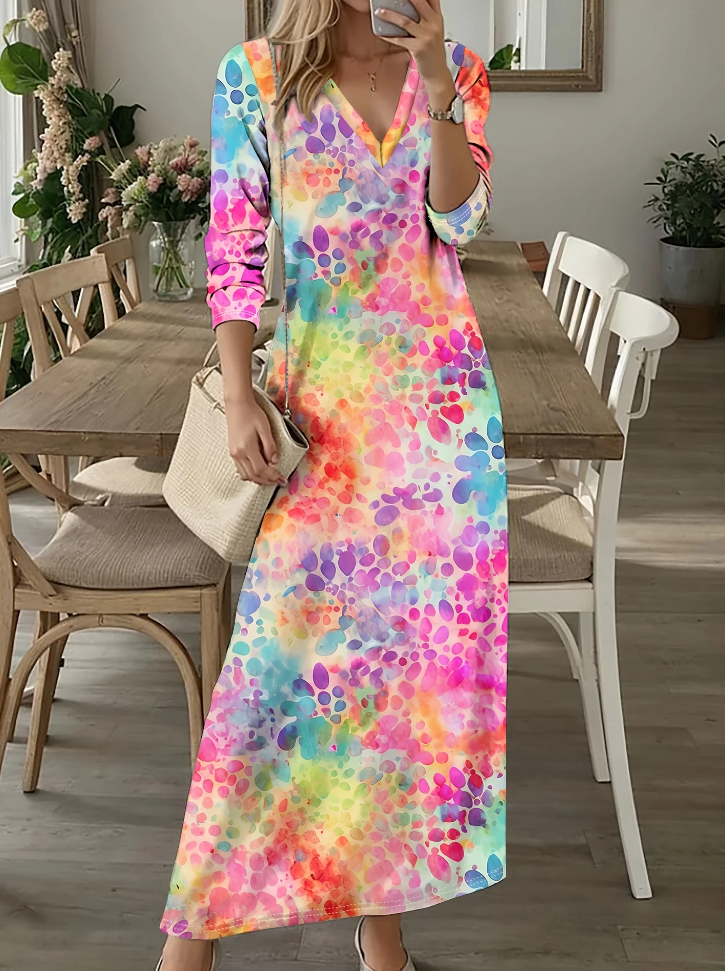 Printed Design Casual style colorful watercolor patterned women's dress
Printed Design Casual style colorful watercolor patterned women's dress
