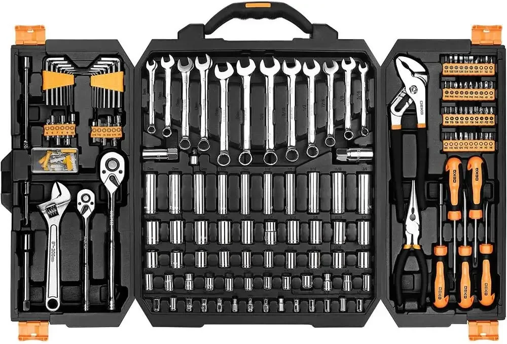192 Piece Mechanics Tool Set Socket Wrench Set, Plastic Storage Case with Auto Repair Hand Tool Kit Wrench Tool Box Set
192 Piece Mechanics Tool Set Socket Wrench Set, Plastic Storage Case with Auto Repair Hand Tool Kit Wrench Tool Box Set