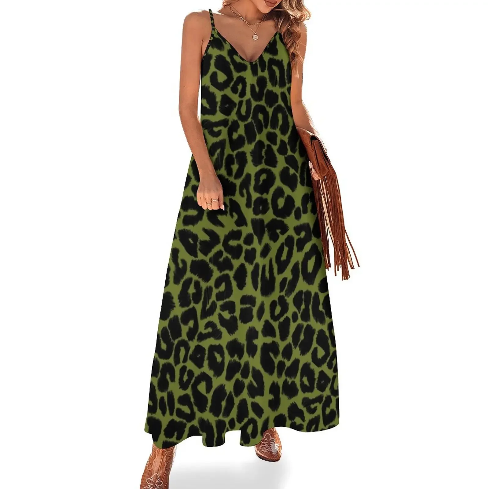 Leopard Print Pattern in Green and Black Sleeveless Dress Prom gown evening dresses women Dress
Leopard Print Pattern in Green and Black Sleeveless Dress Prom gown evening dresses women Dress