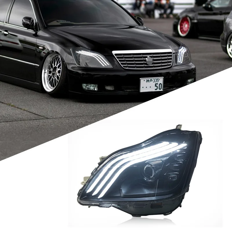 Suitable for Toyota 03-09 old crown headlight assembly 12th generation crown modified LED daytime running light running water tu 
Suitable for Toyota 03-09 old crown headlight assembly 12th generation crown modified LED daytime running light running water tu
