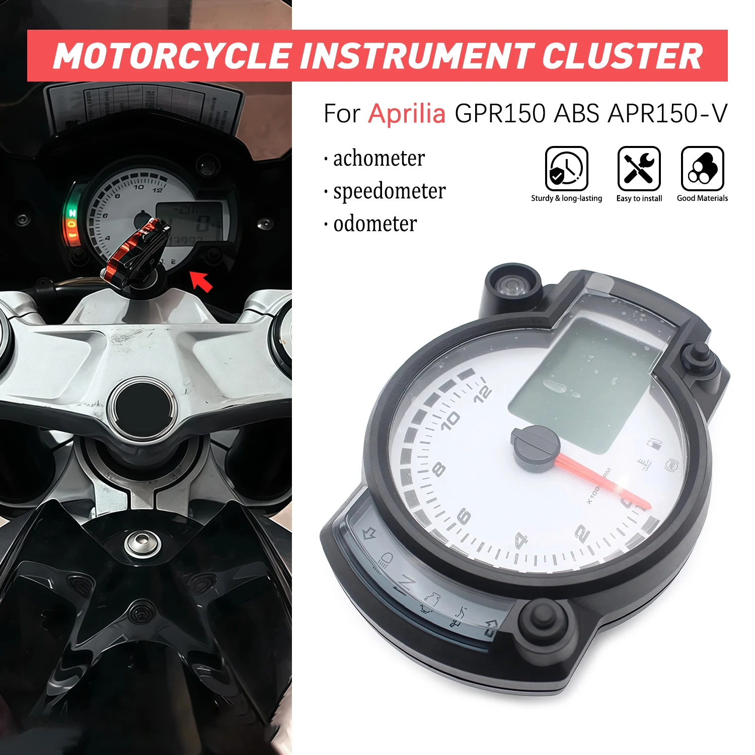 For Aprilia GPR150ABS GPR150 ABS APR150-V APR150V 12000rpm Motorcycle LCD Digital Speedometer Tachometer Odometer Instrument
For Aprilia GPR150ABS GPR150 ABS APR150-V APR150V 12000rpm Motorcycle LCD Digital Speedometer Tachometer Odometer Instrument