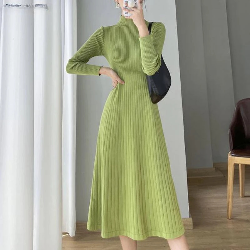 2023 Autumn Winter Knitted Dresses Women Korean Style Elegant Casual Vintage Mid Dress Fashion Long Sleeve A-line Knit Dress
2023 Autumn Winter Knitted Dresses Women Korean Style Elegant Casual Vintage Mid Dress Fashion Long Sleeve A-line Knit Dress