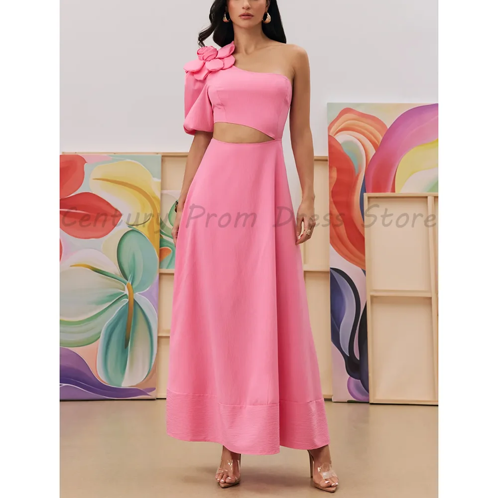 Hot Pink One Shoulder Maxi Dress with 3D Floral Puff Sleeve Waist Cutout A-Line Formal Evening Cocktail Party Gown
Hot Pink One Shoulder Maxi Dress with 3D Floral Puff Sleeve Waist Cutout A-Line Formal Evening Cocktail Party Gown