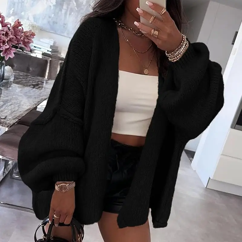Elegant Long Sleeve Overcoat Casual Solid Color Loose Knitted Oversize Cardigans Lady Autumn Winter New V-neck Commute Jumpers
Elegant Long Sleeve Overcoat Casual Solid Color Loose Knitted Oversize Cardigans Lady Autumn Winter New V-neck Commute Jumpers
