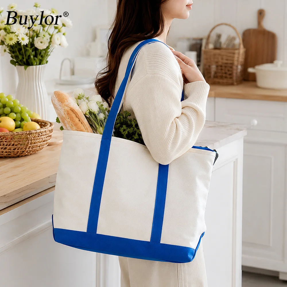 Buylor Lightweight Canvas Tote Bag for Women Large Capacity Beach Travel Shoulder Bag Daily Shopping Handbag with Zipper Pocket
Buylor Lightweight Canvas Tote Bag for Women Large Capacity Beach Travel Shoulder Bag Daily Shopping Handbag with Zipper Pocket