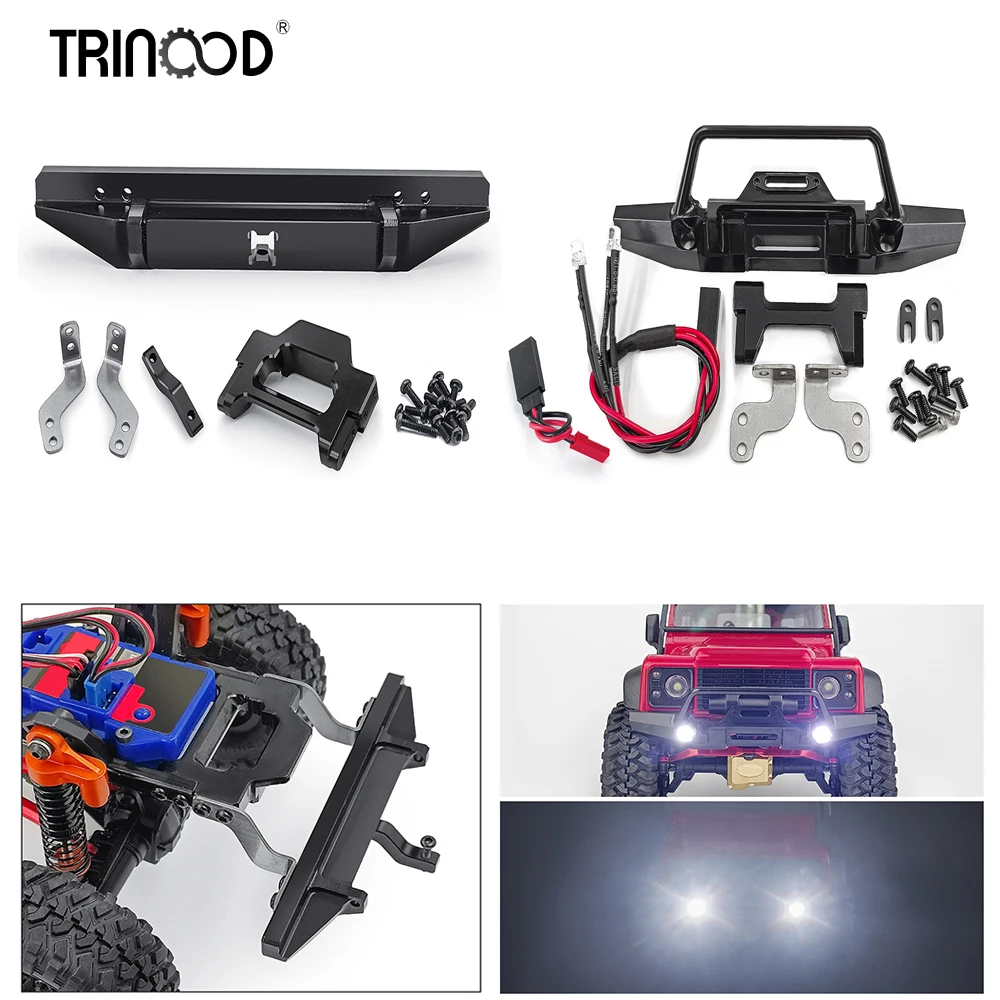 TRINOOD Front Rear Bumper with LED Light for 1/18 RC Crawler Car TRX4-M Defender Upgrade Parts
TRINOOD Front Rear Bumper with LED Light for 1/18 RC Crawler Car TRX4-M Defender Upgrade Parts