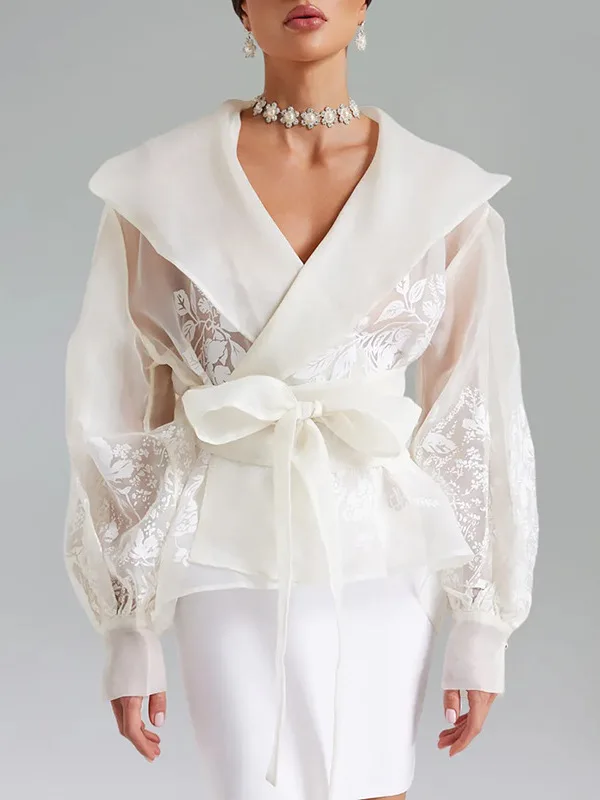 Spring Autumn Loose Version Bubble Sve irt Jaet Women's Top Court Sle Polyester Long Sve Floral Embroidery
Spring Autumn Loose Version Bubble Sve irt Jaet Women's Top Court Sle Polyester Long Sve Floral Embroidery