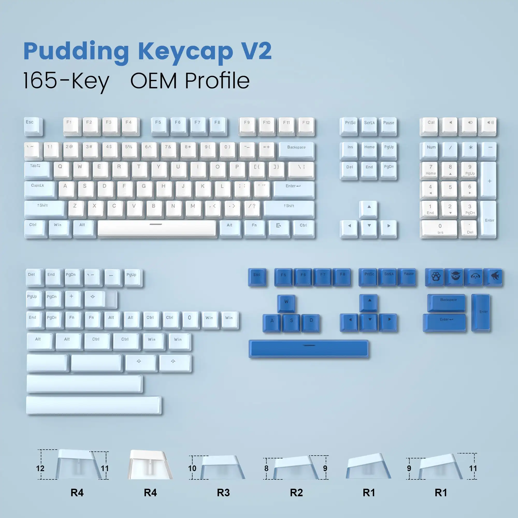Custom Pudding PBT Keycaps 165 Keys OEM Profile Double Shot Backlit Keycaps Shine Through for Cherry Gateron MX Switch Keyboard
Custom Pudding PBT Keycaps 165 Keys OEM Profile Double Shot Backlit Keycaps Shine Through for Cherry Gateron MX Switch Keyboard