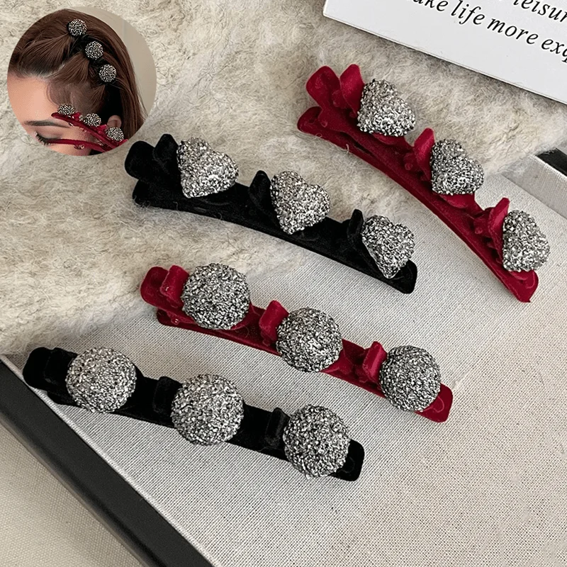 4Pcs Sparkly Crystal Braid Clips, Flocking Hair Clips, Head-dress Forehead Duck Mouth Clips
4Pcs Sparkly Crystal Braid Clips, Flocking Hair Clips, Head-dress Forehead Duck Mouth Clips