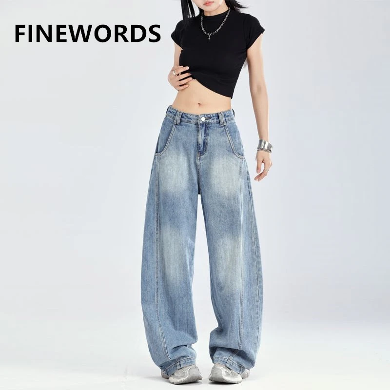 FINEWORDS Korean Baggy High Waist Jeans Women Streetwear All Match Wide Leg Denim Pants Full Length Vintage Casual Blue Jeans
FINEWORDS Korean Baggy High Waist Jeans Women Streetwear All Match Wide Leg Denim Pants Full Length Vintage Casual Blue Jeans