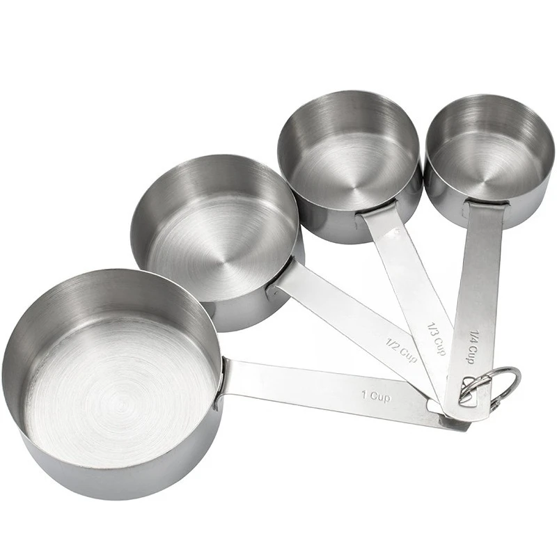 Stainless steel baking round measuring spoon measuring cup, four-piece set with graduated measuring spoon,
Stainless steel baking round measuring spoon measuring cup, four-piece set with graduated measuring spoon,