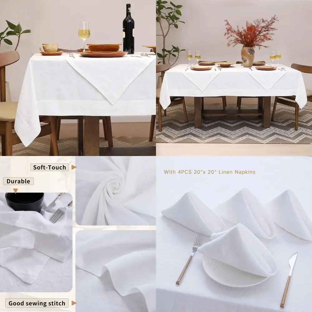 Pure Linen Rectangle Tablecloth Set with 4 Napkins, 60x120 inches, Ideal for Fall, Thanksgiving, Christmas, and Halloween Celebr
Pure Linen Rectangle Tablecloth Set with 4 Napkins, 60x120 inches, Ideal for Fall, Thanksgiving, Christmas, and Halloween Celebr