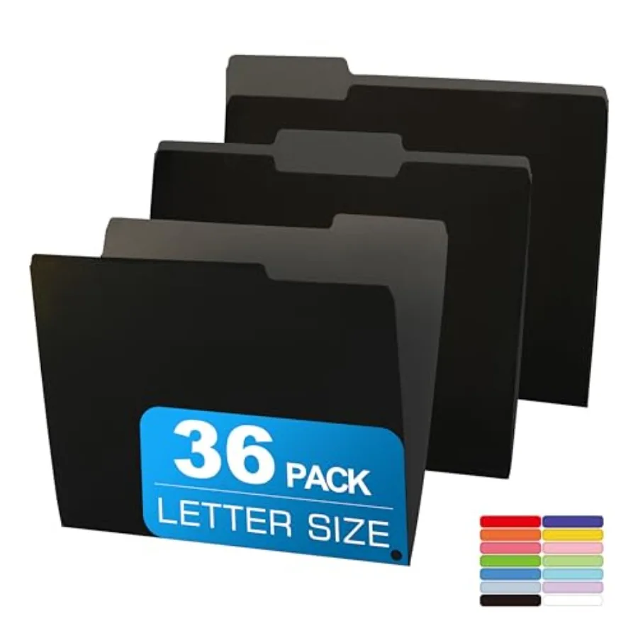 36 Packs Colored File Folders, Black File Folders, Two Tone Color File Folder 8.5 x 11 Inch, 1/3 Cut Tabs Letter Size, Manila F
36 Packs Colored File Folders, Black File Folders, Two Tone Color File Folder 8.5 x 11 Inch, 1/3 Cut Tabs Letter Size, Manila F