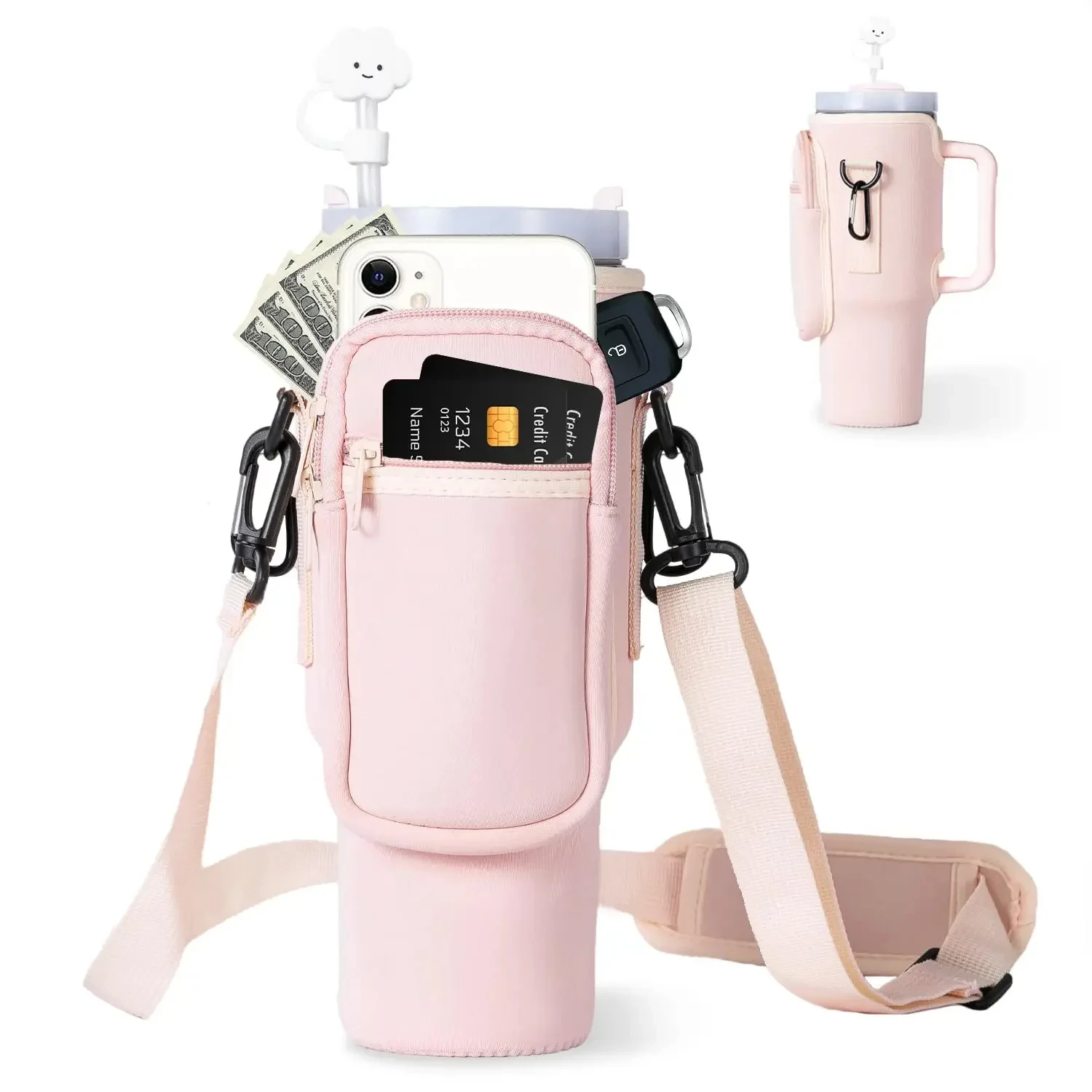 1pc Bottle Cover Water Bottle Carrier Bag with Phone Pocket 40oz Tumbler with Handle Water Bottle Holder Pouch
1pc Bottle Cover Water Bottle Carrier Bag with Phone Pocket 40oz Tumbler with Handle Water Bottle Holder Pouch