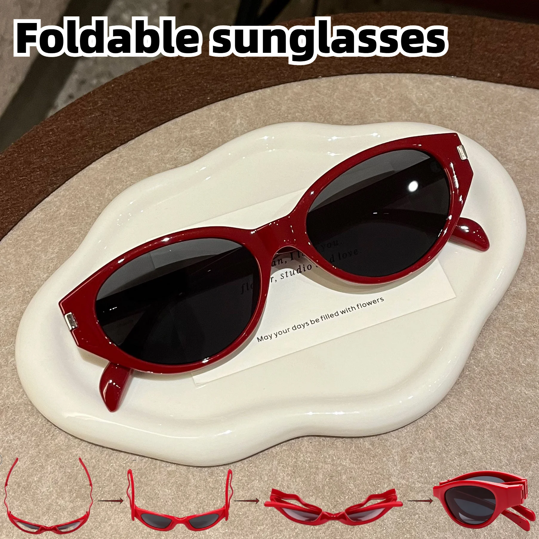 Portable Foldable Cat Eye Sunglasses UV400 Red Frame Black Lens Compact Retro Fashion Street Photography Sunshade for Women
Portable Foldable Cat Eye Sunglasses UV400 Red Frame Black Lens Compact Retro Fashion Street Photography Sunshade for Women