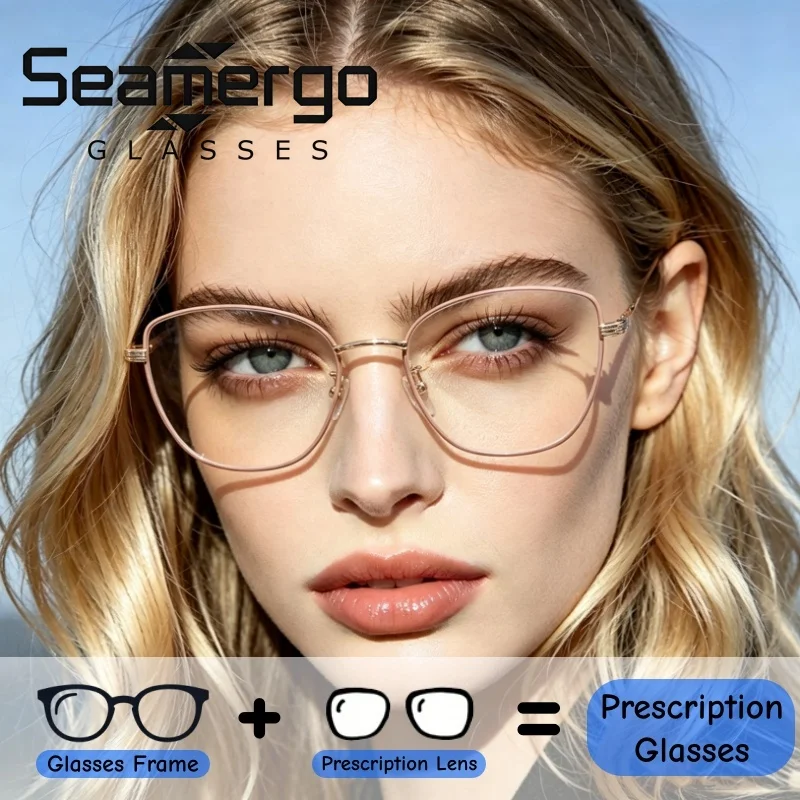 SEAMERGO Metal Frame Cat-eye Fashionable Anti-blue Light Prescription Glasses for Custom Myopia Hyperopia Astigmatism Lenses
SEAMERGO Metal Frame Cat-eye Fashionable Anti-blue Light Prescription Glasses for Custom Myopia Hyperopia Astigmatism Lenses