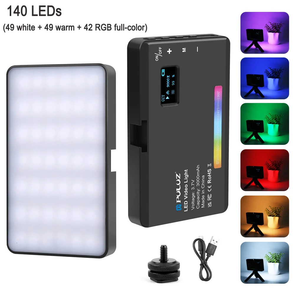 PULUZ Pocket Light 140 LEDs RGB Full Color Fill Light Cold Shoe Mount Handheld Photography Lighting, with Type-C 3000mAh Battery
PULUZ Pocket Light 140 LEDs RGB Full Color Fill Light Cold Shoe Mount Handheld Photography Lighting, with Type-C 3000mAh Battery