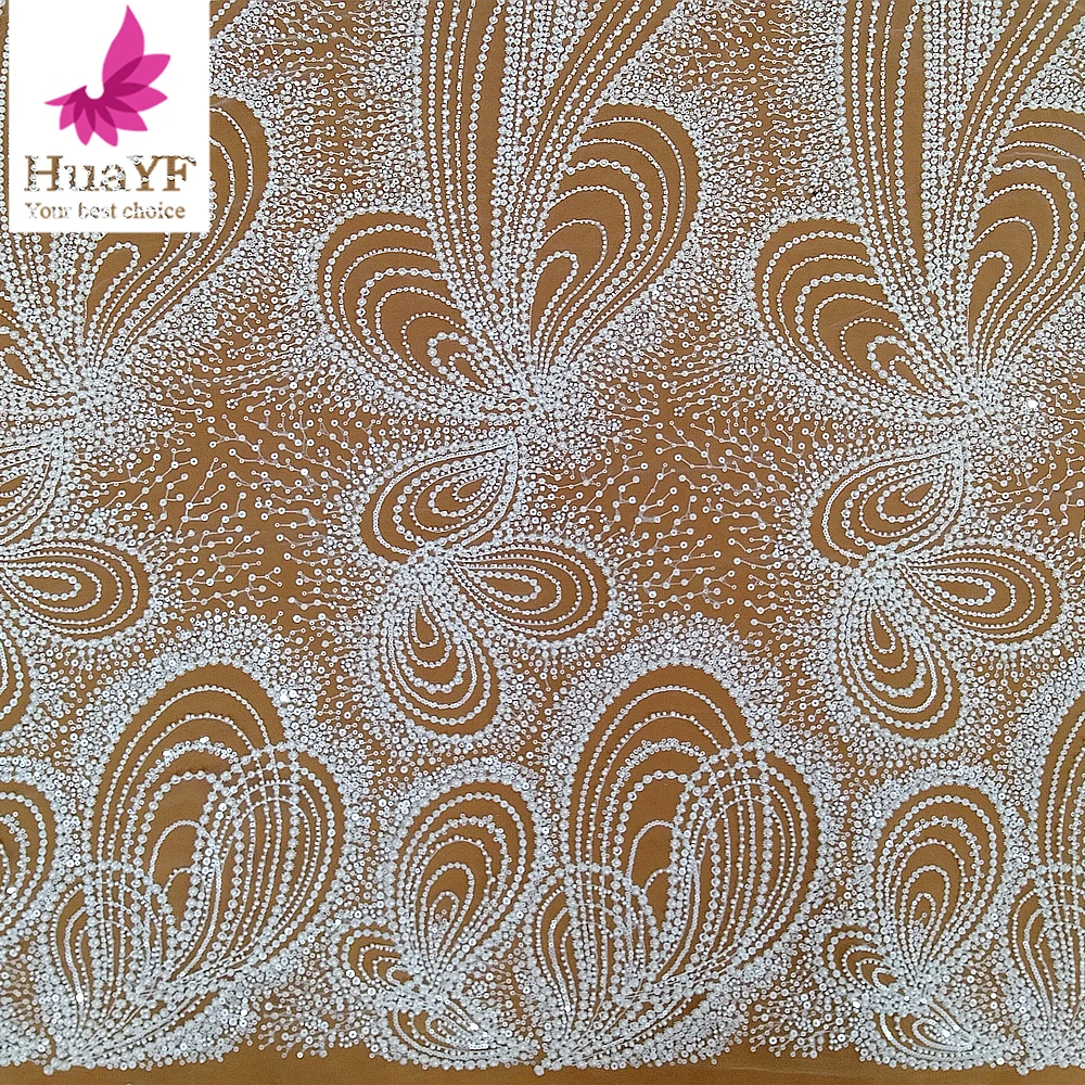 High quality 100% polyester luxury pearl white wedding fancy sequins embroidered lace fabric HY2510-1
High quality 100% polyester luxury pearl white wedding fancy sequins embroidered lace fabric HY2510-1
