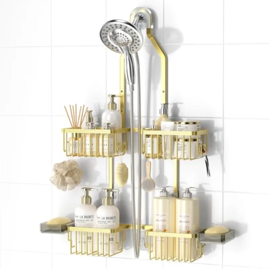 Aluminum Shower Caddy Hanging Adjustable Shower Caddy, Rustproof Hanging Shower Organizer with Hooks Soap Holders, Over Shower
Aluminum Shower Caddy Hanging Adjustable Shower Caddy, Rustproof Hanging Shower Organizer with Hooks Soap Holders, Over Shower