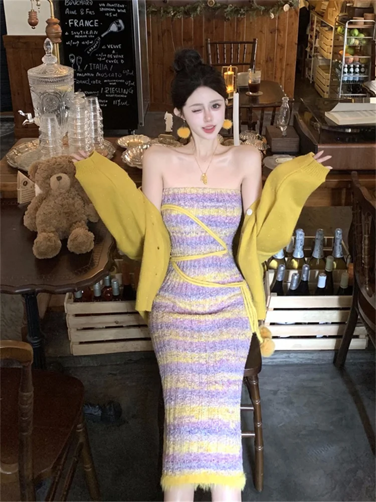 Ele Lady Faion комплект женский новый высококачественный полосатый желтый свитер пальто One Whole OOTD одинаковый длинный свеч круглый Ne
Ele Lady Faion комплект женский новый высококачественный полосатый желтый свитер пальто One Whole OOTD одинаковый длинный свеч круглый Ne