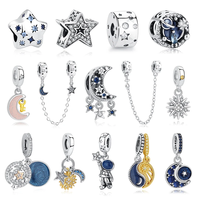925 Sterling Silver Charms Fit Original Bracelets Star Moon Sun Spaceman Pendant Beads DIY Women Necklaces Jewelry
925 Sterling Silver Charms Fit Original Bracelets Star Moon Sun Spaceman Pendant Beads DIY Women Necklaces Jewelry