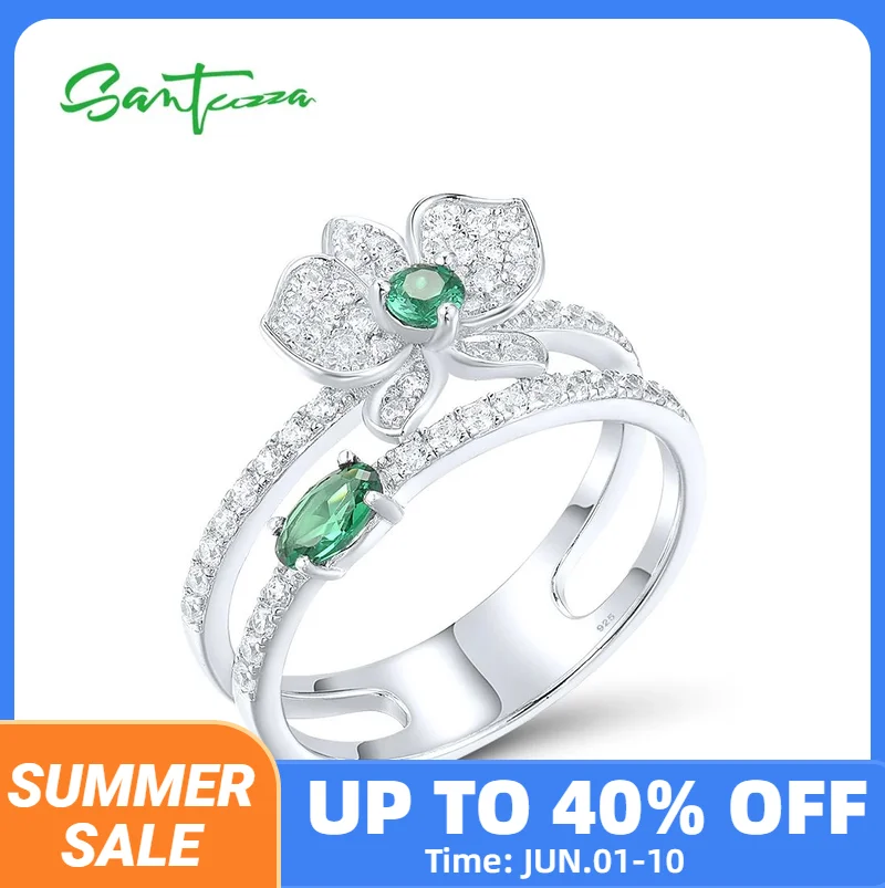 SANTUZZA Authentic 925 Sterling Silver Rings For Women Sparkling White CZ Green Spinel Orchid Flower Elegant Gifts Fine Jewelry
SANTUZZA Authentic 925 Sterling Silver Rings For Women Sparkling White CZ Green Spinel Orchid Flower Elegant Gifts Fine Jewelry