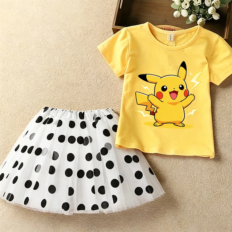 Футболка Kawaii Pikachu Eevee, юбка, комплект из 2 предметов, футболка с короткими рукавами для малышей с изображением покемонов Jigglypuff, юбки-пачки в горошек, комплект детской одежды
Футболка Kawaii Pikachu Eevee, юбка, комплект из 2 предметов, футболка с короткими рукавами для малышей с изображением покемонов Jigglypuff, юбки-пачки в горошек, комплект детской одежды