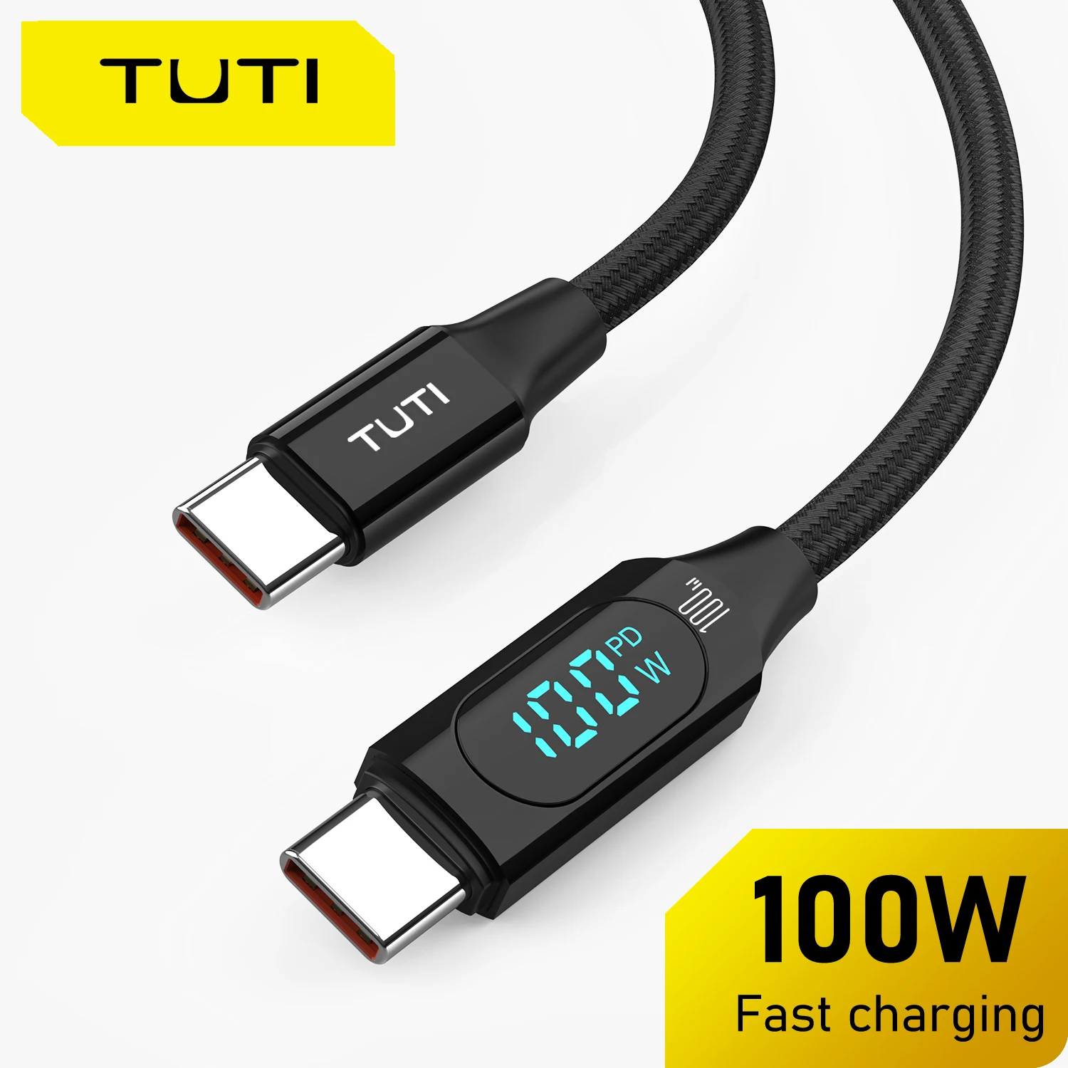 TUTI 5A 100w 480Mbps Type-C TO Type-C Fast Charging Cable with LED Display,Nylon Braided,for Samsung/Huawei/iPhon
TUTI 5A 100w 480Mbps Type-C TO Type-C Fast Charging Cable with LED Display,Nylon Braided,for Samsung/Huawei/iPhon