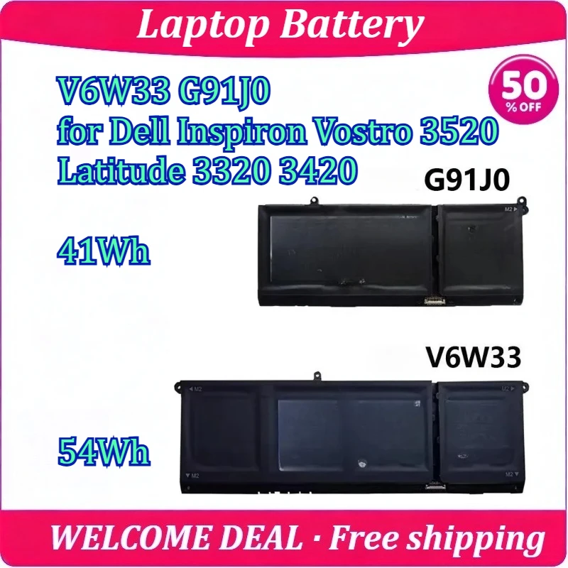 New V6W33 G91J0 for Dell Inspiron Vostro 3520 Latitude 3320 3420 Laptop Battery 54Wh 41Wh
New V6W33 G91J0 for Dell Inspiron Vostro 3520 Latitude 3320 3420 Laptop Battery 54Wh 41Wh