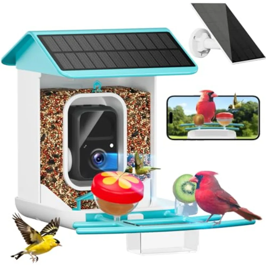 Outdoor smart bird feeder with solar-powered wireless design ABS plastic body in gray AI-powered 2K HD camera for 11000+ specie
Outdoor smart bird feeder with solar-powered wireless design ABS plastic body in gray AI-powered 2K HD camera for 11000+ specie