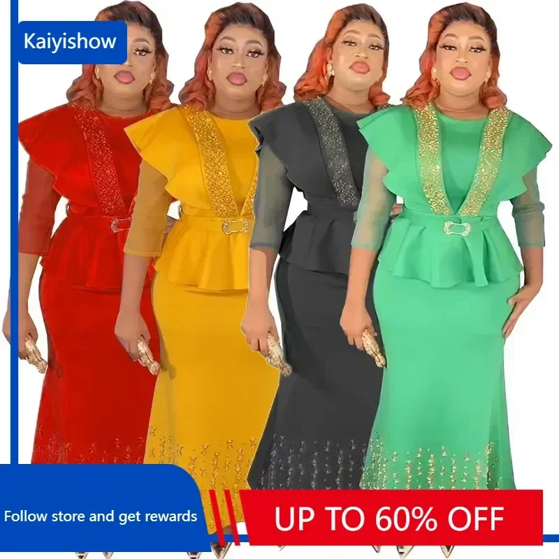 African Wedding Party Clothes for Women 2 Piece African 3/4 Sleeve O-neck Yellow Black Top Skirt Matching Sets African Clothes
African Wedding Party Clothes for Women 2 Piece African 3/4 Sleeve O-neck Yellow Black Top Skirt Matching Sets African Clothes