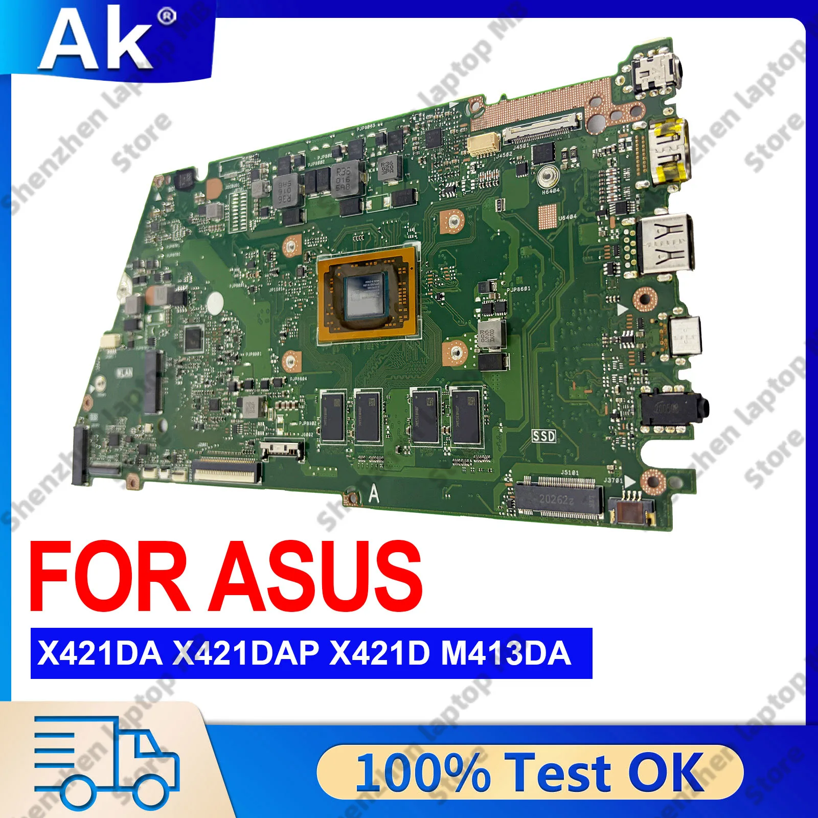 X421DA Laptop Motherboard For ASUS VivoBook V4000D X521DA X421DAP X421D M413DA Mainboard W/ R3 R5 R7 CPU 100% tests OK fast ship