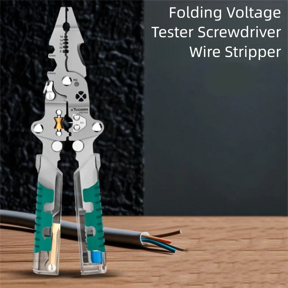 Voltage Testing Electrician Stripping Plier Cable Cutting Crimping Foldable Wire Stripping Pliers Comfortable Grip Cable Clamper
Voltage Testing Electrician Stripping Plier Cable Cutting Crimping Foldable Wire Stripping Pliers Comfortable Grip Cable Clamper