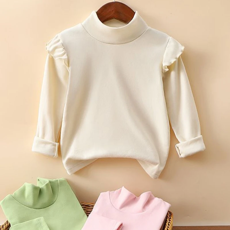 Autumn Winter Velvet Children's Girls Base Shirt With Half High Collar And Lotus Leaf Sleeves Stylish Long Sleeve Top Clothes
Autumn Winter Velvet Children's Girls Base Shirt With Half High Collar And Lotus Leaf Sleeves Stylish Long Sleeve Top Clothes