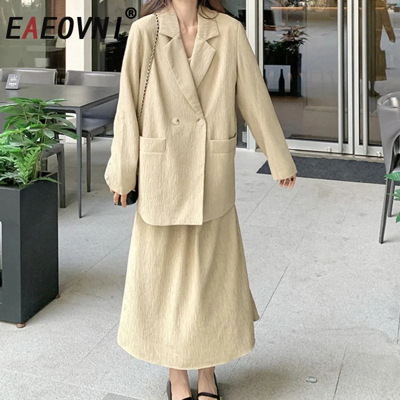 EAEOVNI Women Fashion Two Piece Set Double Button Loose Blazer Coat + Sleeveless A Line Long Sling Dresses 2025 New Autumn
EAEOVNI Women Fashion Two Piece Set Double Button Loose Blazer Coat + Sleeveless A Line Long Sling Dresses 2025 New Autumn
