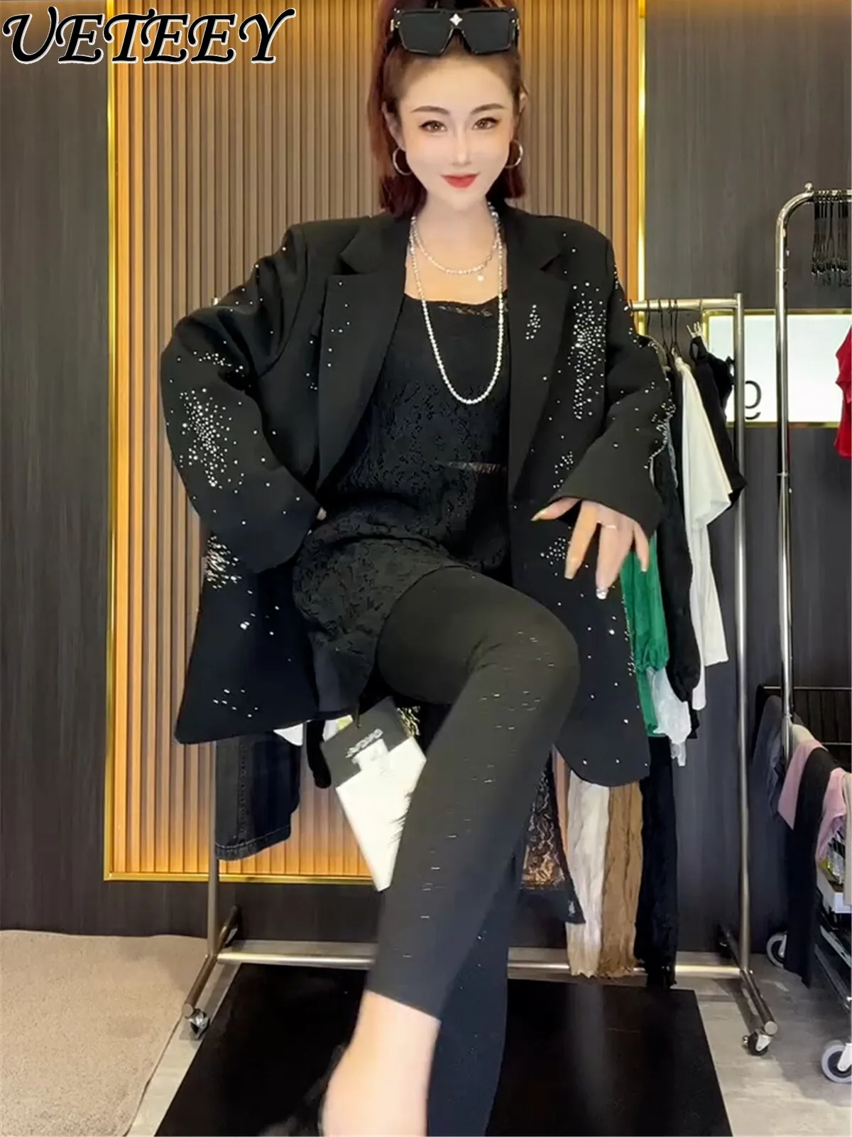 Spring 2024 Fashionable Elegant Light Luxury Heavy Industry Rhinestone Casual Suit Jacket Women's Niche Black Blazer Coat
Spring 2024 Fashionable Elegant Light Luxury Heavy Industry Rhinestone Casual Suit Jacket Women's Niche Black Blazer Coat