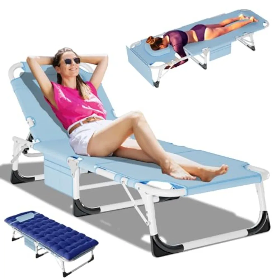 Heavy Duty XXL Tanning Chair with Face Hole Mat, Oversized 5-Position Folding Chaise Lounge for Outdoor Sunbathing, Beach, Pool
Heavy Duty XXL Tanning Chair with Face Hole Mat, Oversized 5-Position Folding Chaise Lounge for Outdoor Sunbathing, Beach, Pool
