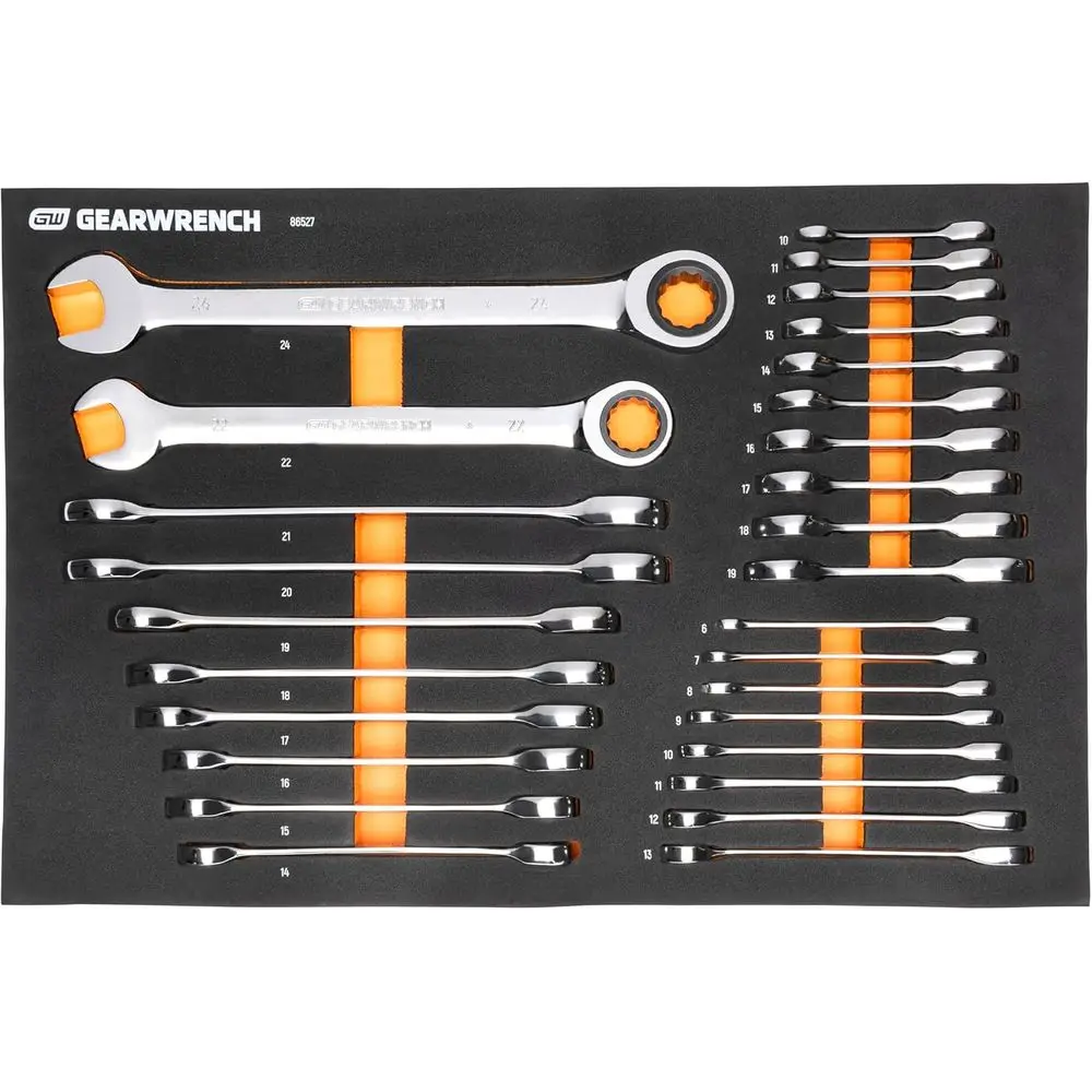 72-Tooth Metric Ratcheting Wrench Set, 28-Piece with Compact EVA Foam Tray
72-Tooth Metric Ratcheting Wrench Set, 28-Piece with Compact EVA Foam Tray