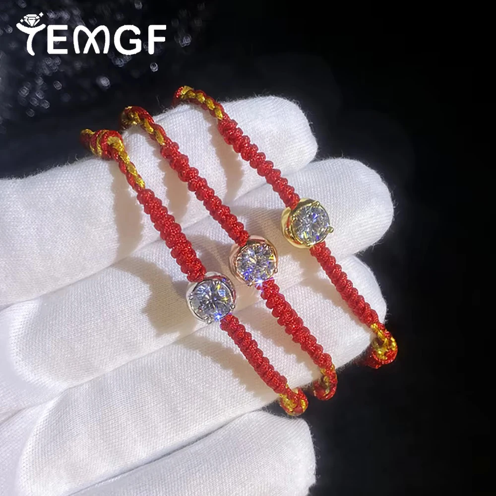 TEMGF 6.5mm Moissanite Bracelet for Women Men 925 Sterling Silver 18K Gold Plated Couple Red Woven Bracelet Lovers Fine Jewelry
TEMGF 6.5mm Moissanite Bracelet for Women Men 925 Sterling Silver 18K Gold Plated Couple Red Woven Bracelet Lovers Fine Jewelry