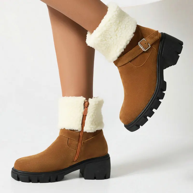 Plus Size 34-43 Grey Brown Black Color Round Toe Platform Square Chunky Low Heels Shoes Cold Winter Women Ankle Snow Fur Boots
Plus Size 34-43 Grey Brown Black Color Round Toe Platform Square Chunky Low Heels Shoes Cold Winter Women Ankle Snow Fur Boots