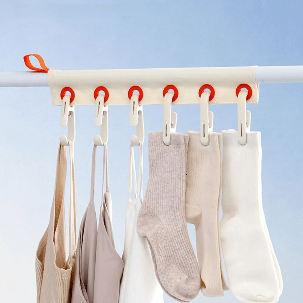 Convenient Removable Windproof Hanger 6 Holes 6 Clips Fabric Clothing Clip Strong Grip Foldable Hanging Socks Organizer Home Use
Convenient Removable Windproof Hanger 6 Holes 6 Clips Fabric Clothing Clip Strong Grip Foldable Hanging Socks Organizer Home Use